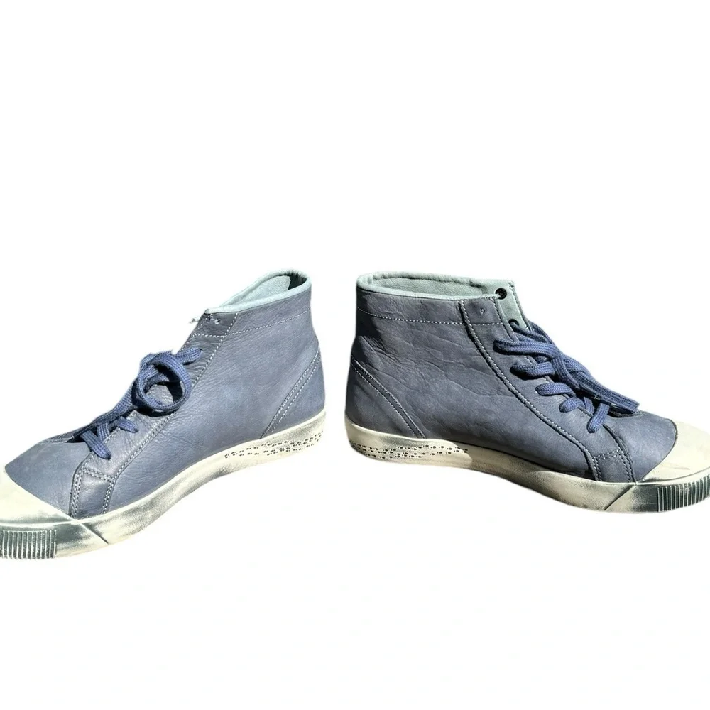 SOFTINOS BY FLY LONDON LEATHER LACE UP SNEAKERS SHOES INDIRA BLUE 38 FITS 7.5-8